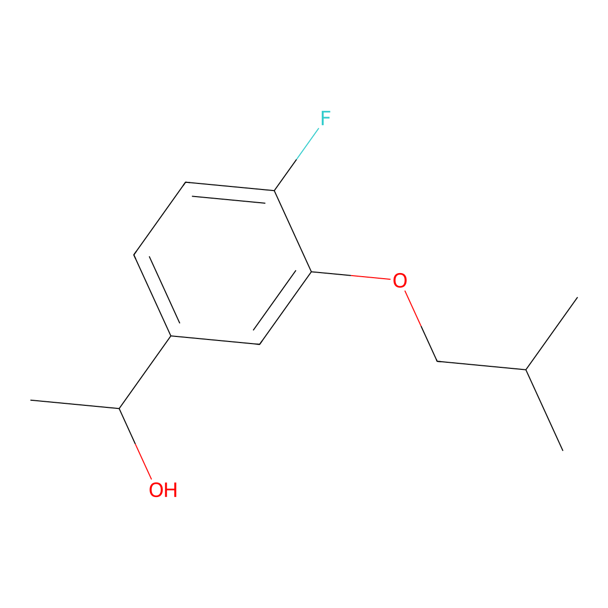 1-(4-Fluoro-3-isobutoxyphenyl)ethanol molecular structure, CAS 1443349-61-8