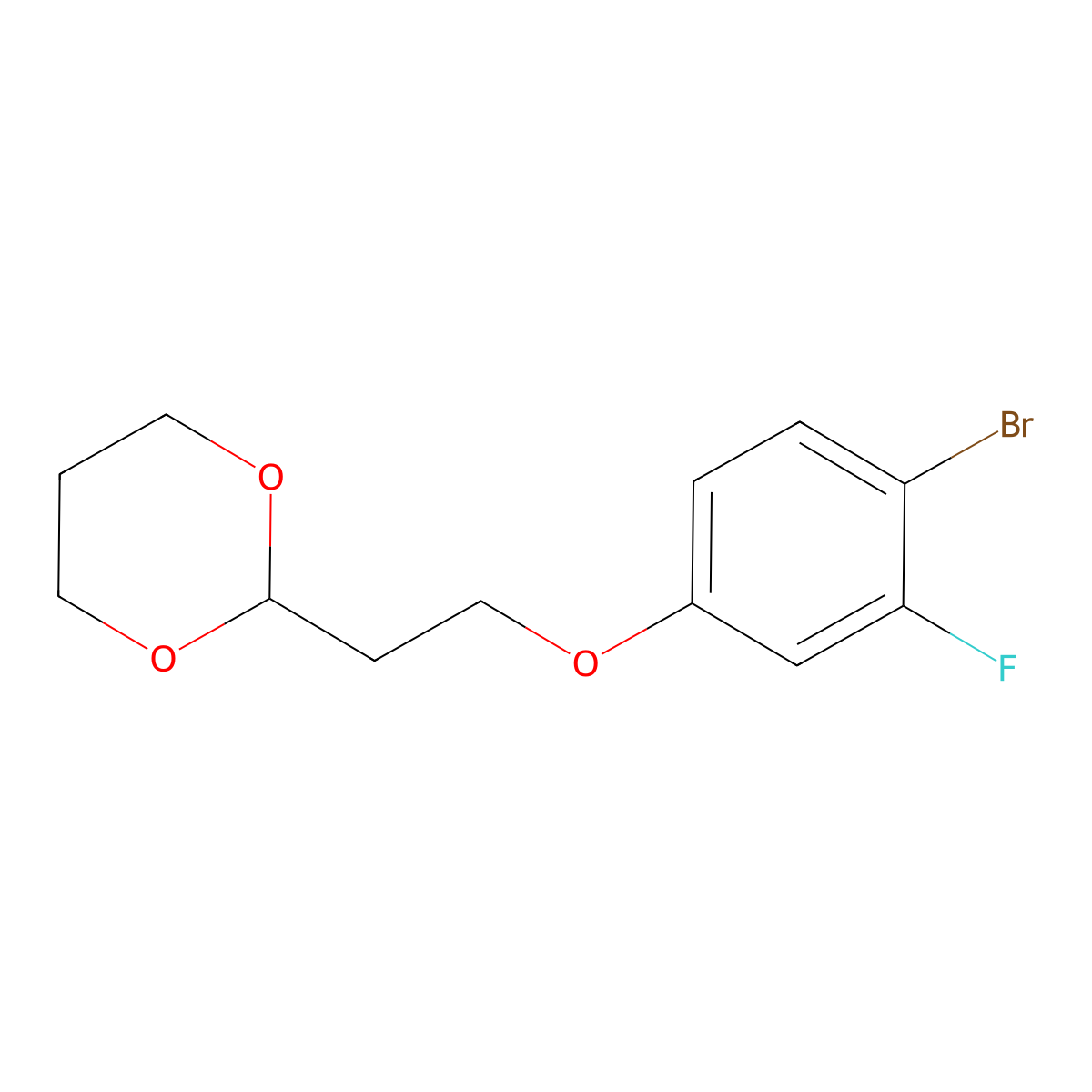 2-[2-(4-Bromo-3-fluoro-phenoxy)ethyl]-1,3-dioxane molecular structure, CAS 1443349-68-5