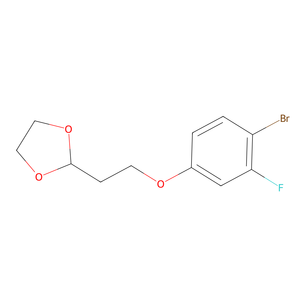 2-[2-(4-Bromo-3-fluoro-phenoxy)ethyl]-1,3-dioxolane molecular structure, CAS 1443349-73-2
