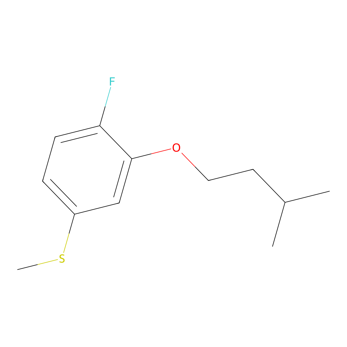 (4-Fluoro-3-(isopentyloxy)phenyl)(methyl)sulfane molecular structure, CAS 1443349-84-5