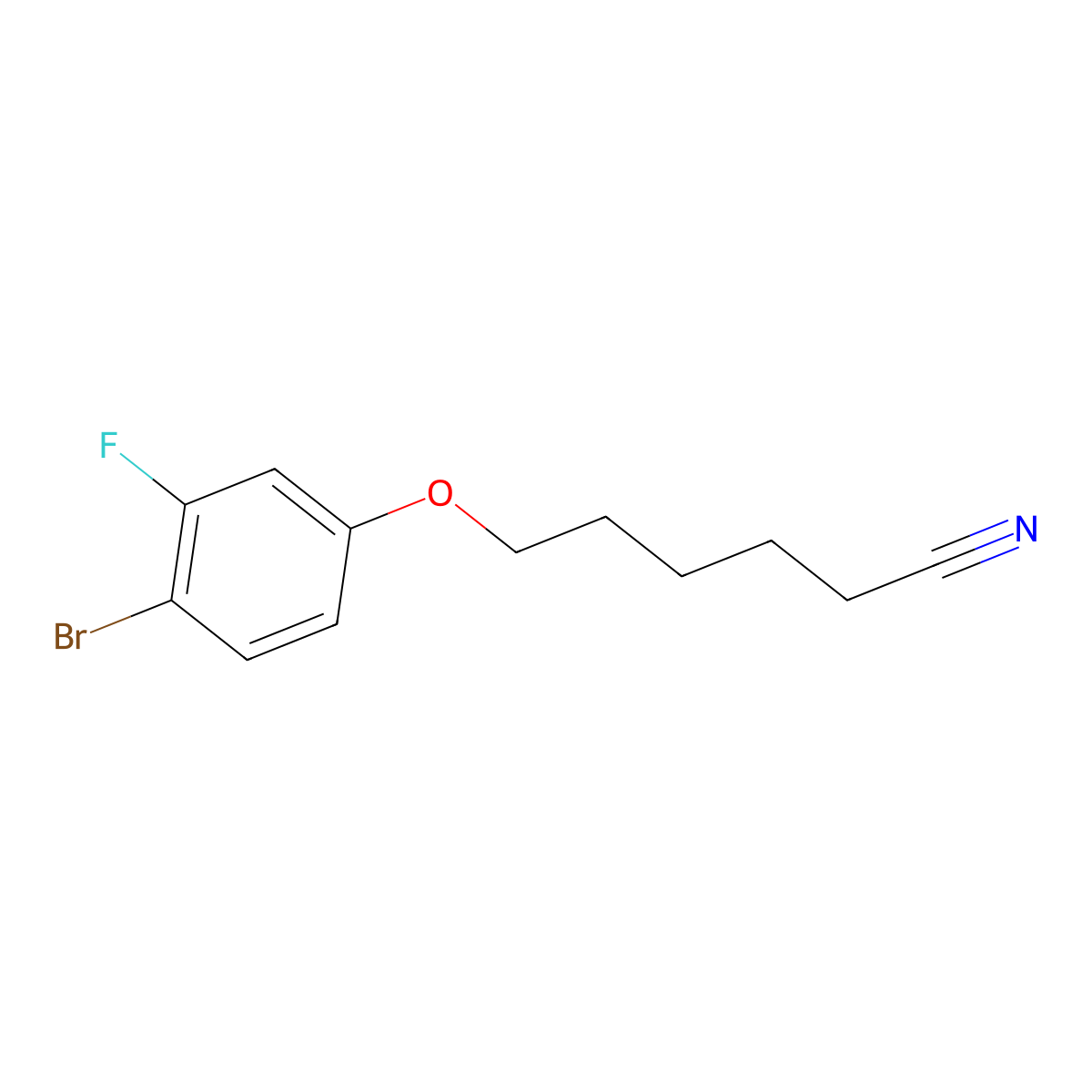 6-(4-Bromo-3-fluoro-phenoxy)hexanenitrile molecular structure, CAS 1443349-86-7