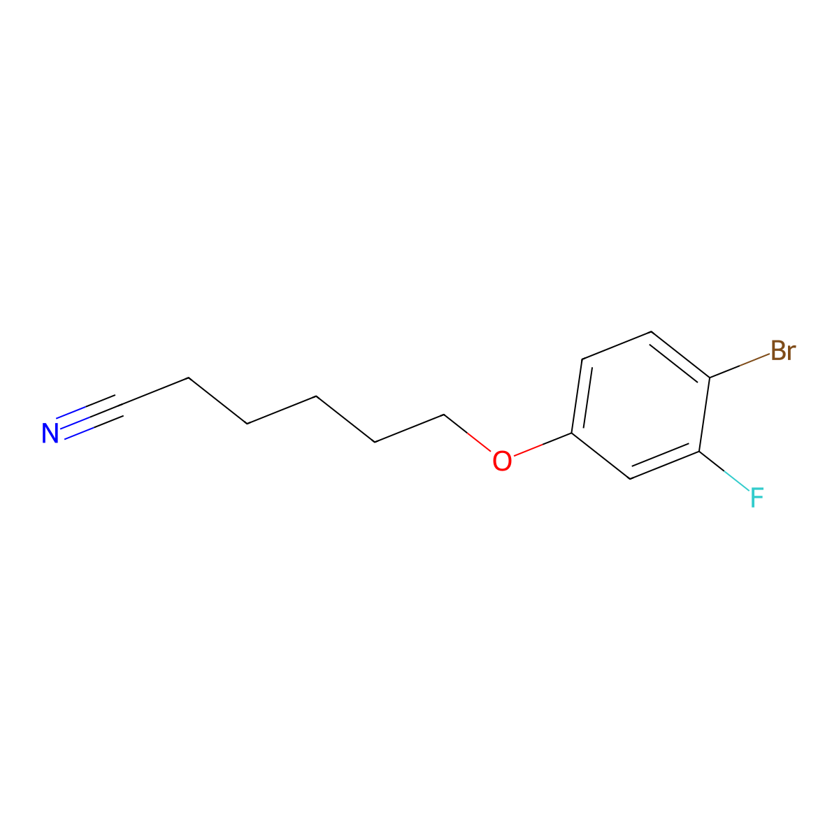6-(4-Bromo-3-fluoro-phenoxy)hexanenitrile molecular structure, CAS 1443349-86-7