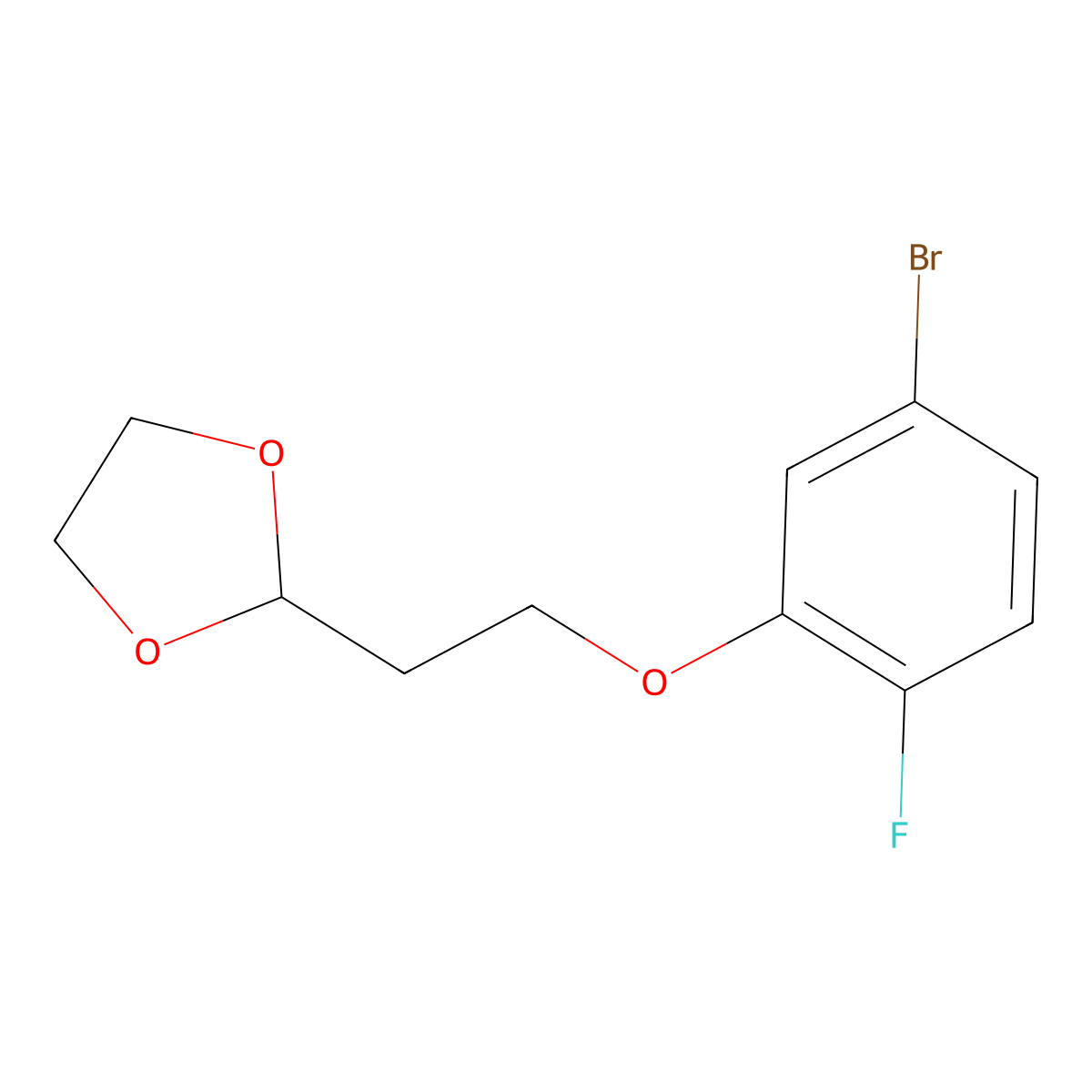 2-(2-(5-Bromo-2-fluorophenoxy)ethyl)-1,3-dioxolane molecular structure, CAS 1443349-96-9