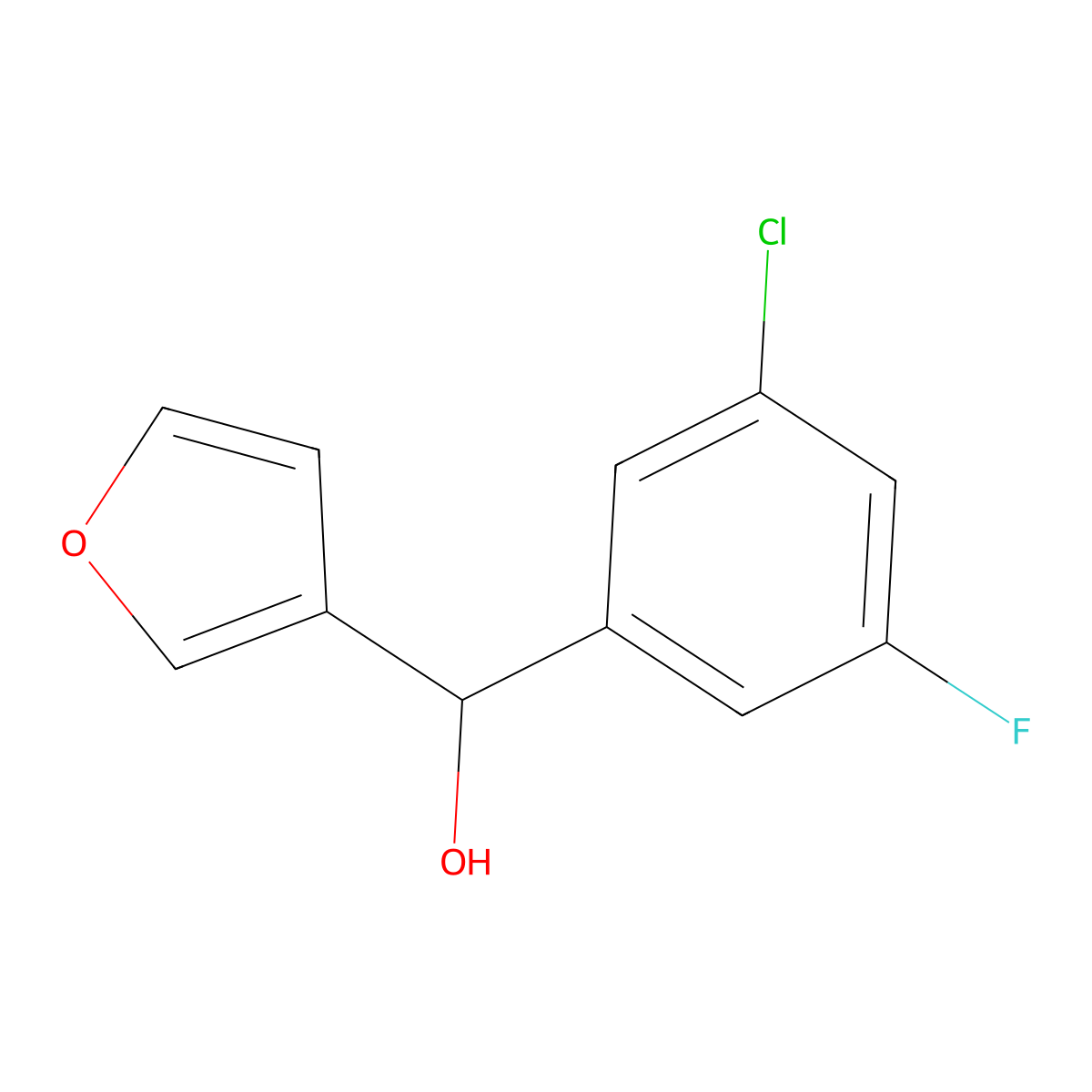 3-Chloro-5-fluorophenyl-(3-furyl)methanol molecular structure, CAS 1443349-98-1