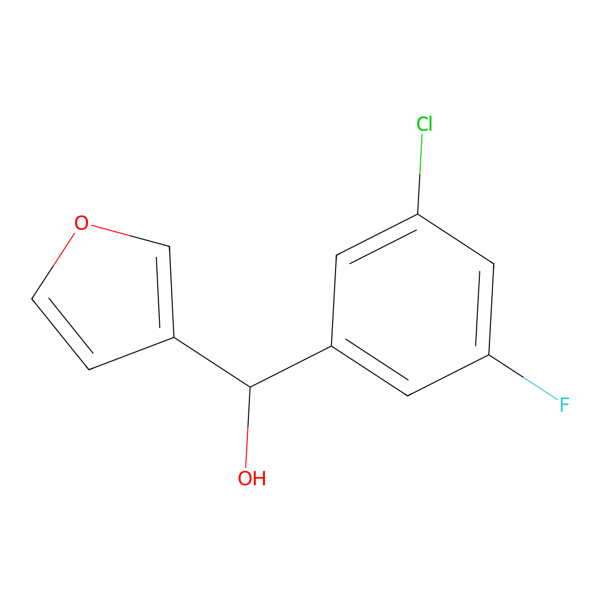 3-Chloro-5-fluorophenyl-(3-furyl)methanol molecular structure, CAS 1443349-98-1