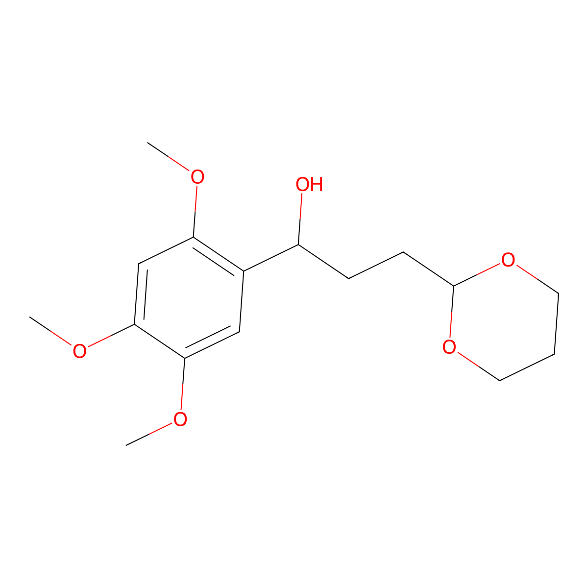 3-[2-(1,3-Dioxanyl)]-1-(2,4,5-trimethoxyphenyl)-1-propanol molecular structure, CAS 1443350-17-1