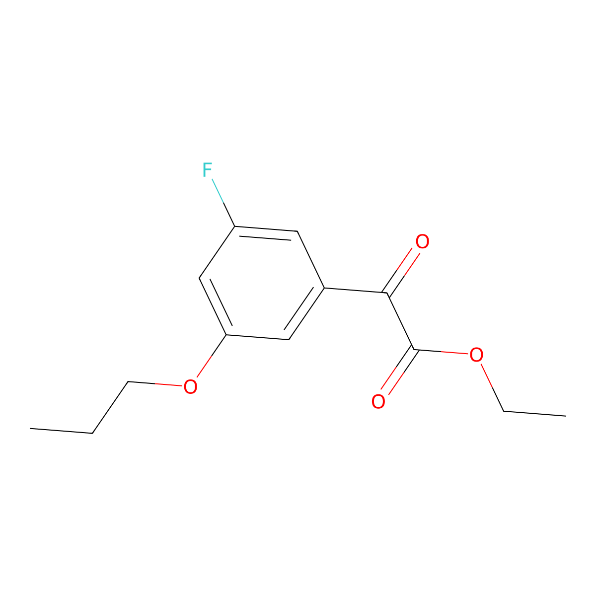 Ethyl 2-(3-fluoro-5-propoxyphenyl)-2-oxoacetate molecular structure, CAS 1443350-25-1