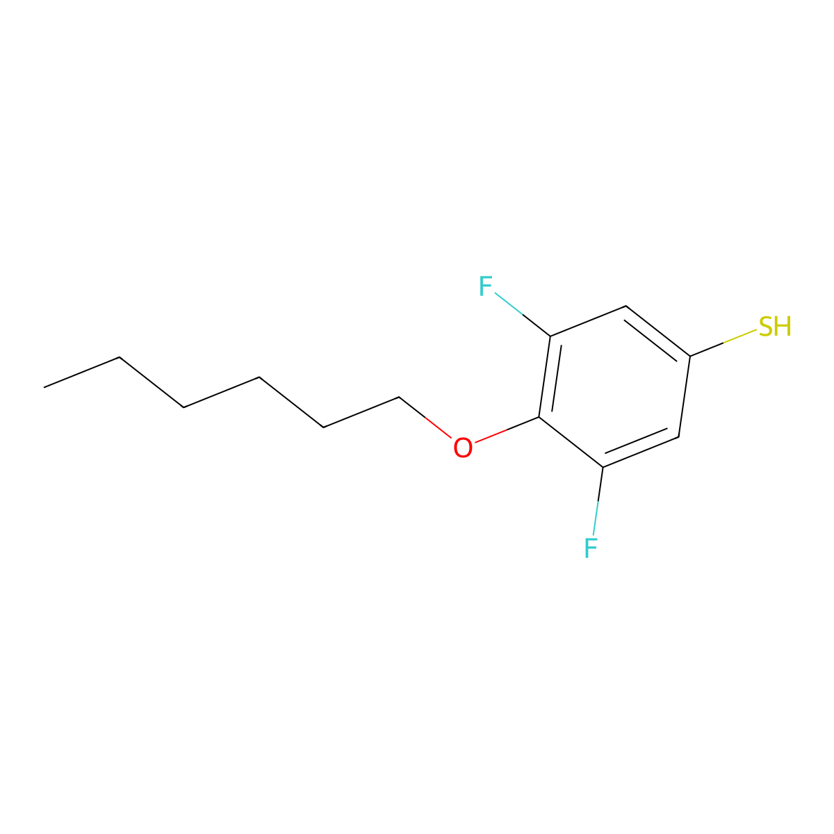 3,5-Difluoro-4-n-hexyloxythiophenol molecular structure, CAS 1443350-35-3