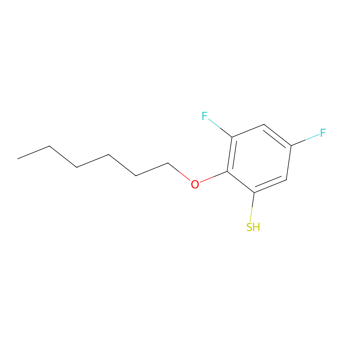 3,5-Difluoro-2-(hexyloxy)benzenethiol molecular structure, CAS 1443350-47-7