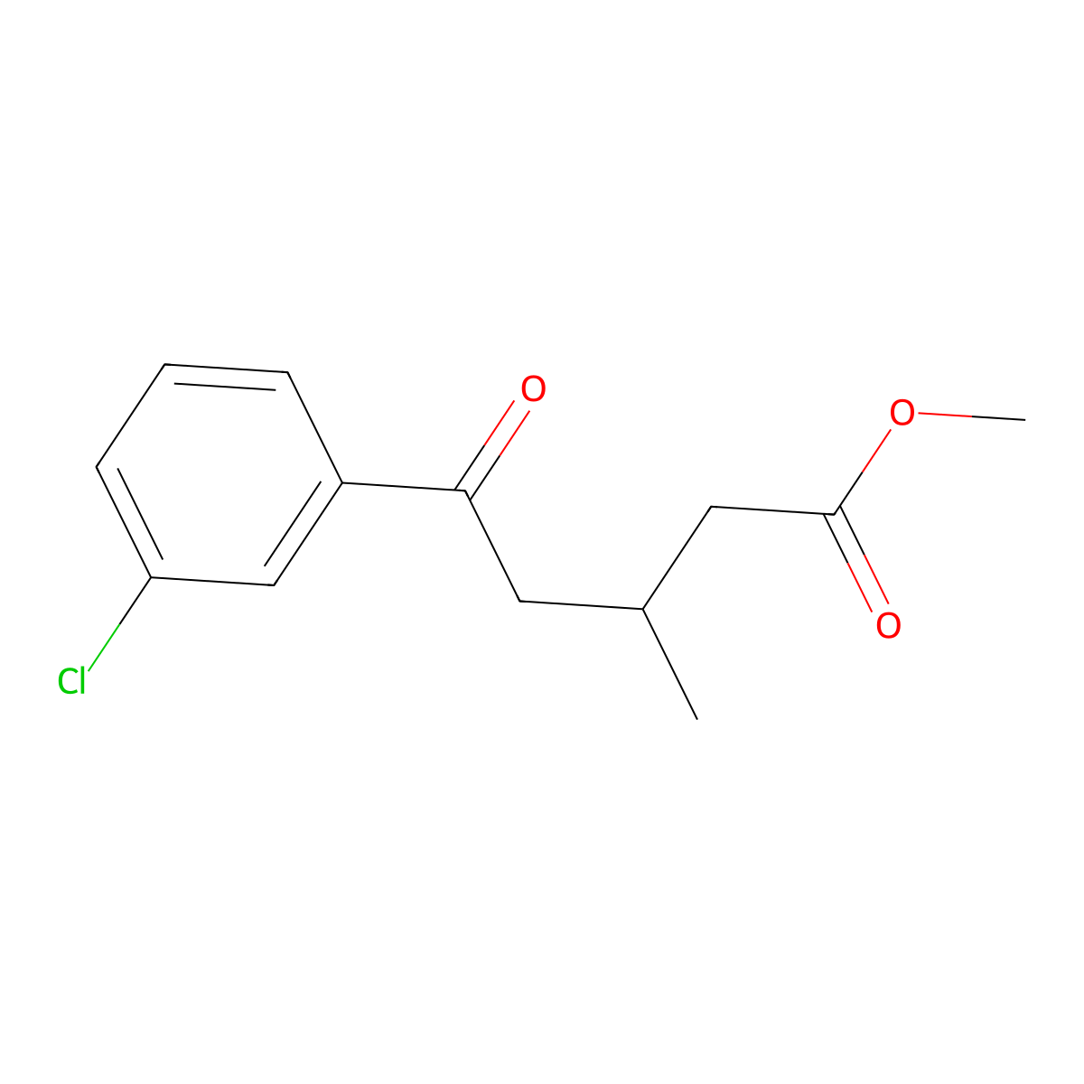 Methyl 5-(3-chlorophenyl)-3-methyl-5-oxovalerate molecular structure, CAS 1443350-48-8