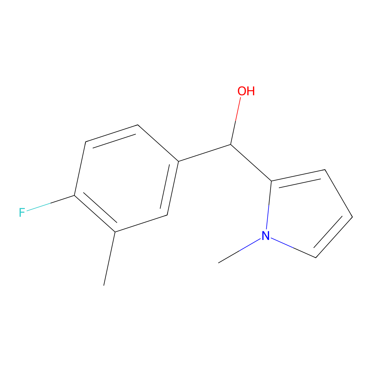 4-Fluoro-3-methylphenyl-(1-methyl-2-pyrrolyl)methanol molecular structure, CAS 1443350-62-6