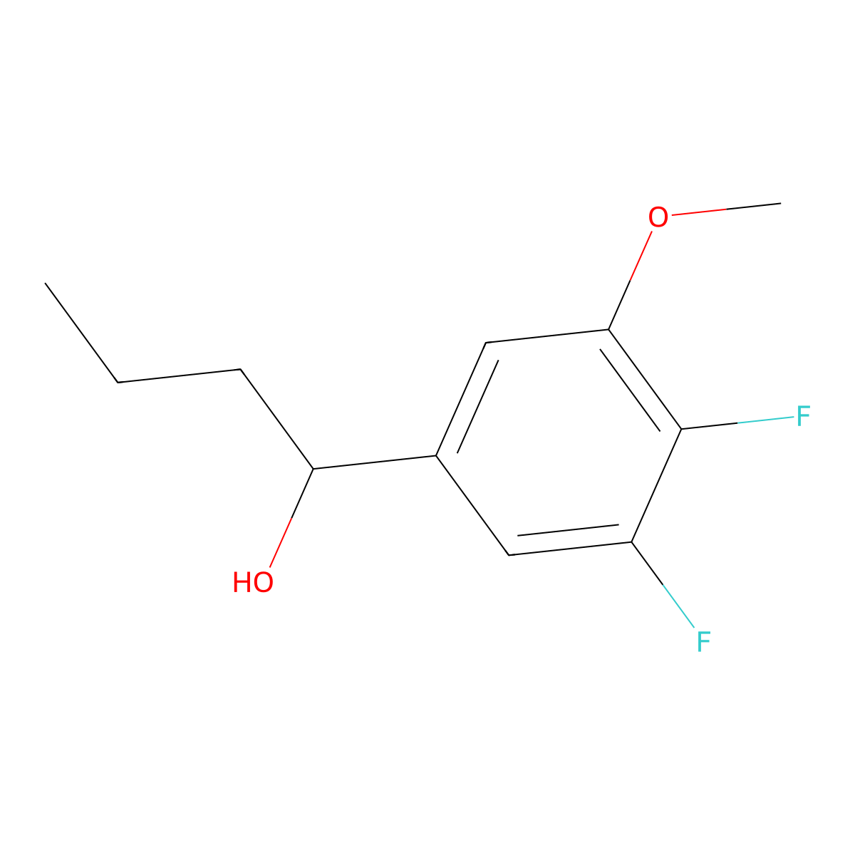 1-(3,4-Difluoro-5-methoxyphenyl)-1-butanol molecular structure, CAS 1443350-72-8