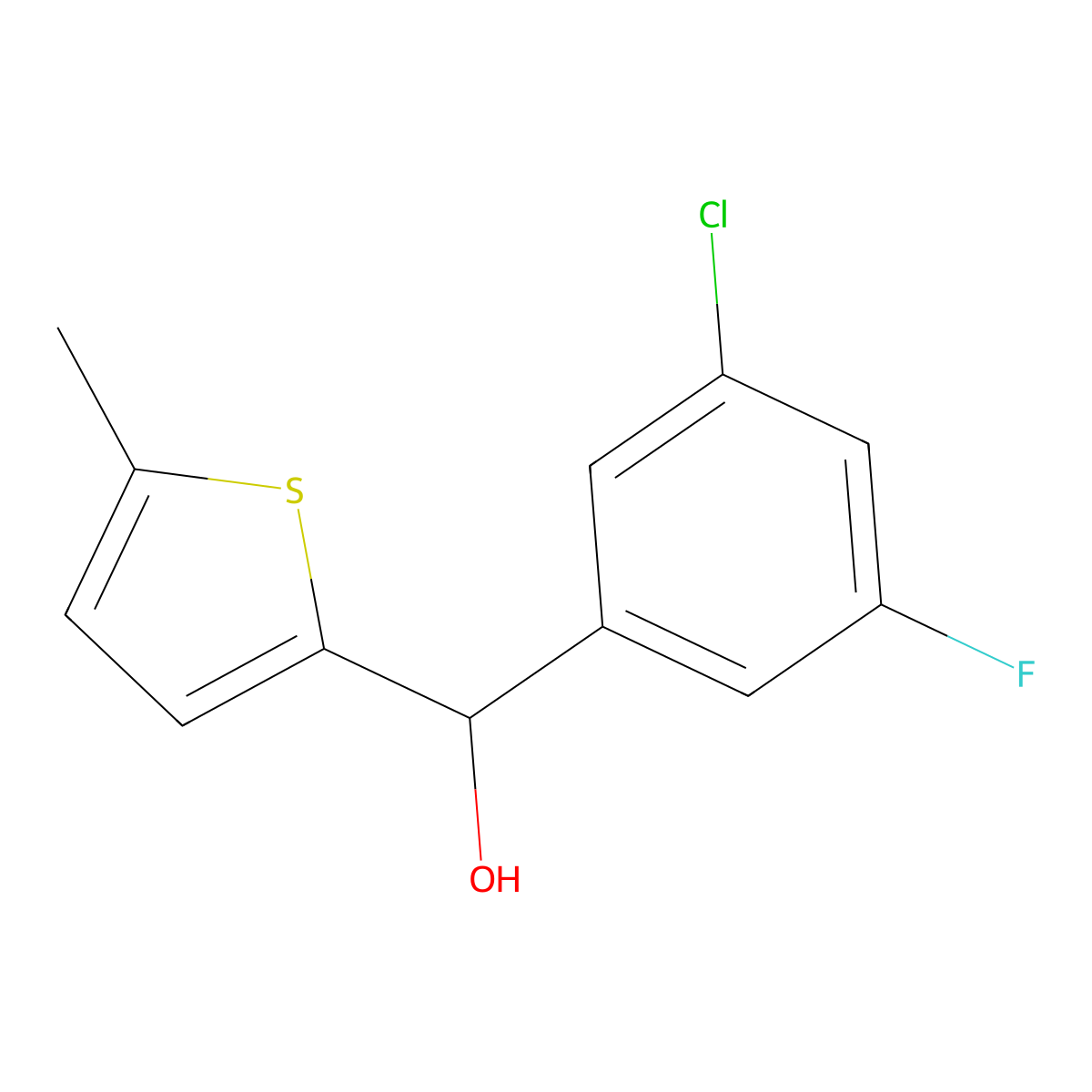 3-Chloro-5-fluorophenyl-(5-methyl-2-thienyl)methanol molecular structure, CAS 1443350-92-2