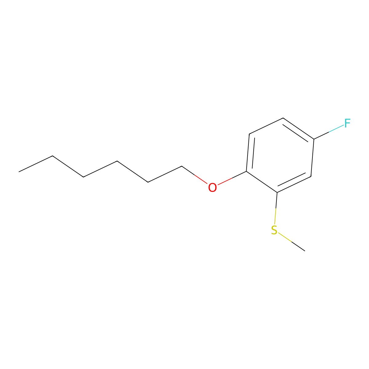 5-Fluoro-2-n-hexyloxyphenyl methyl sulfide molecular structure, CAS 1443350-94-4