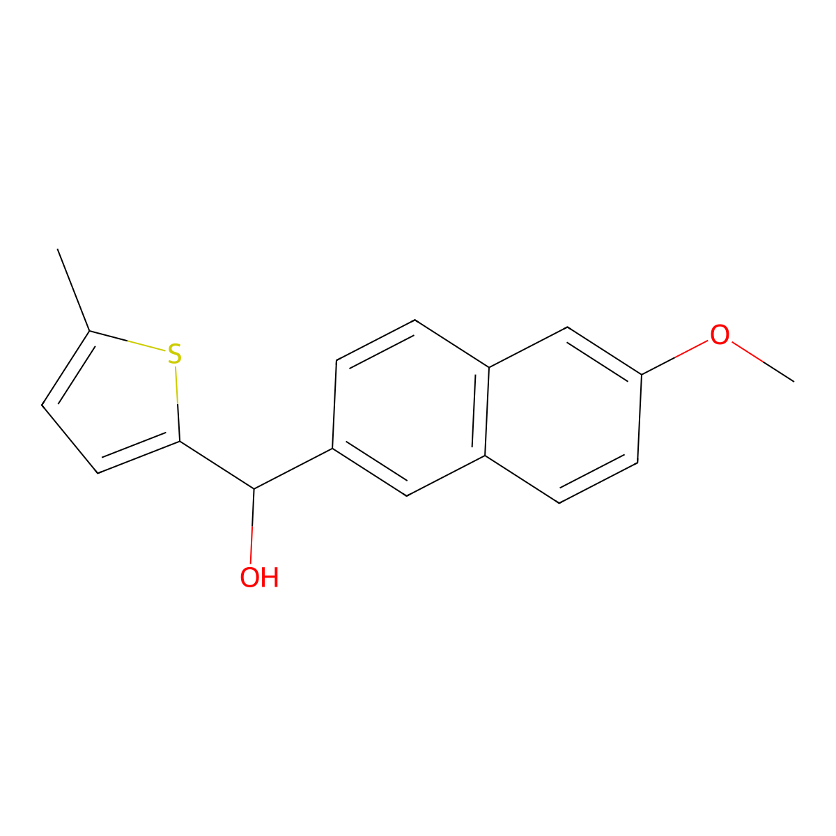 (6-Methoxynaphthalen-2-yl)(5-methylthiophen-2-yl)methanol molecular structure, CAS 1443350-98-8