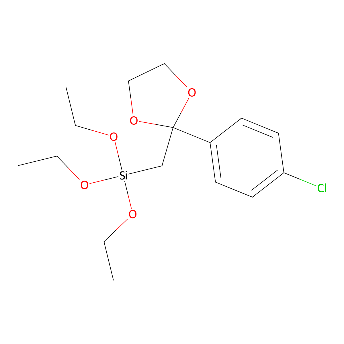 {[2-(4-Chlorophenyl)-1,3-dioxolan-2-yl]methyl}(triethoxy)silane molecular structure, CAS 1443350-99-9