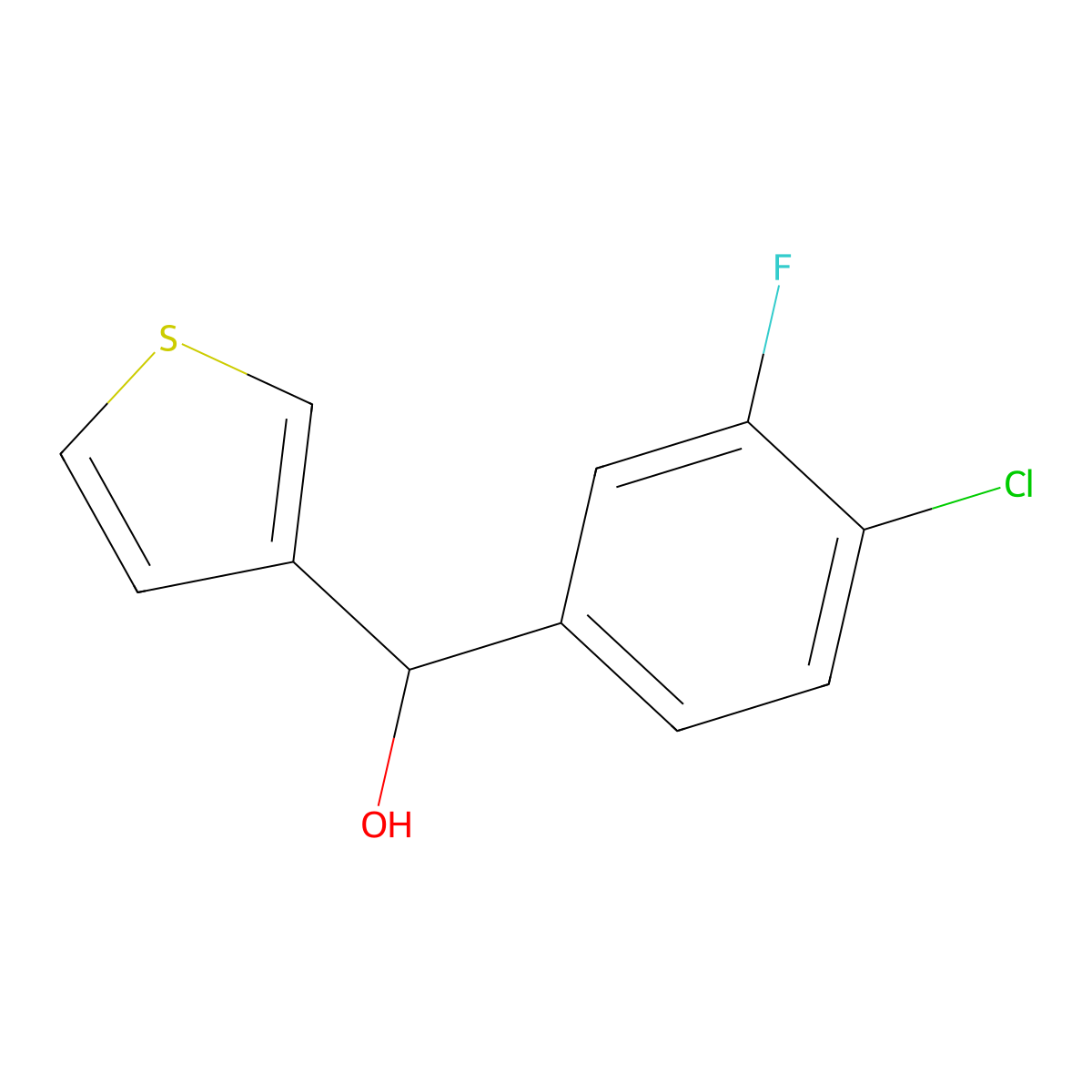 4-Chloro-3-fluorophenyl-(3-thienyl)methanol molecular structure, CAS 1443351-03-8