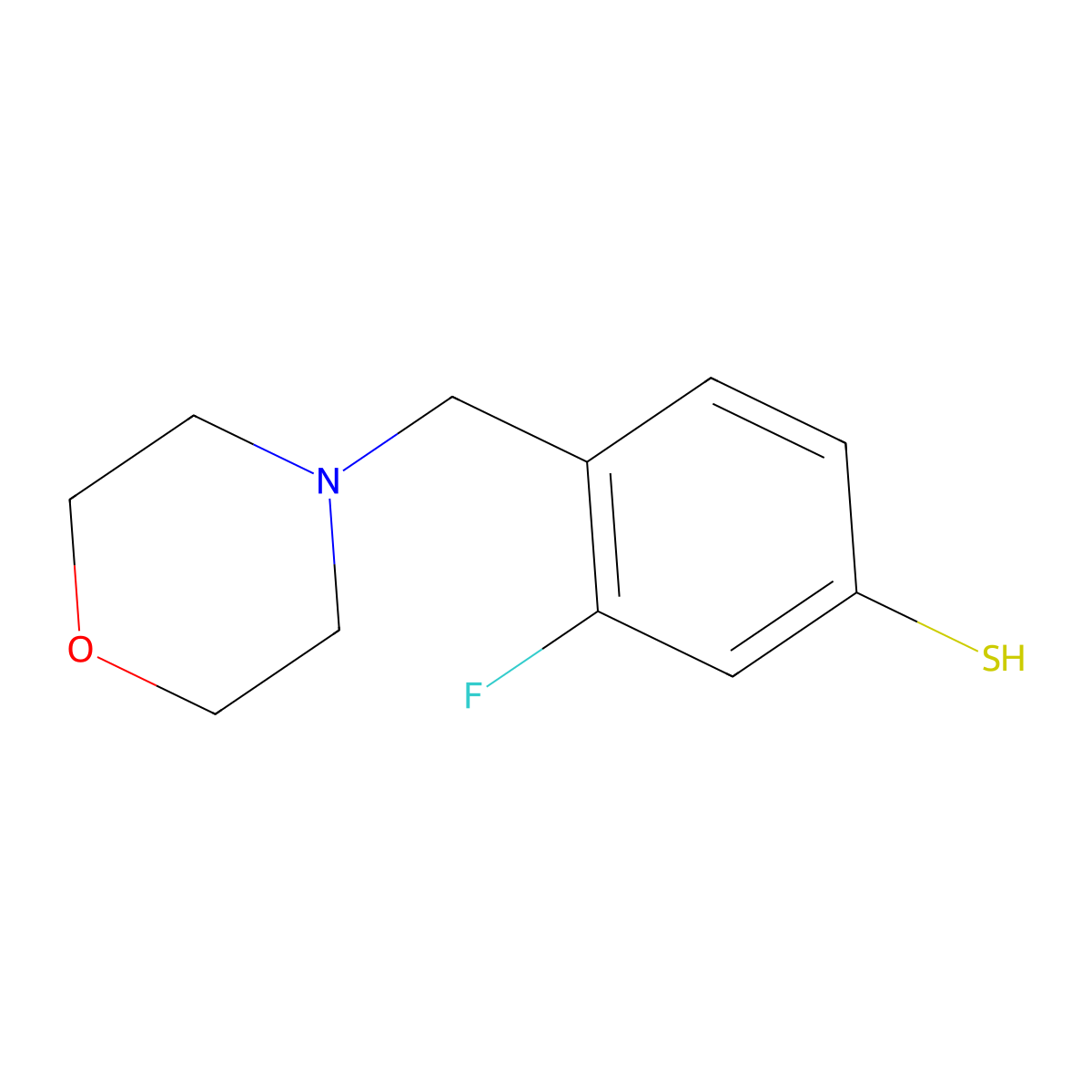 3-Fluoro-4-(morpholinomethyl)benzenethiol molecular structure, CAS 1443351-12-9