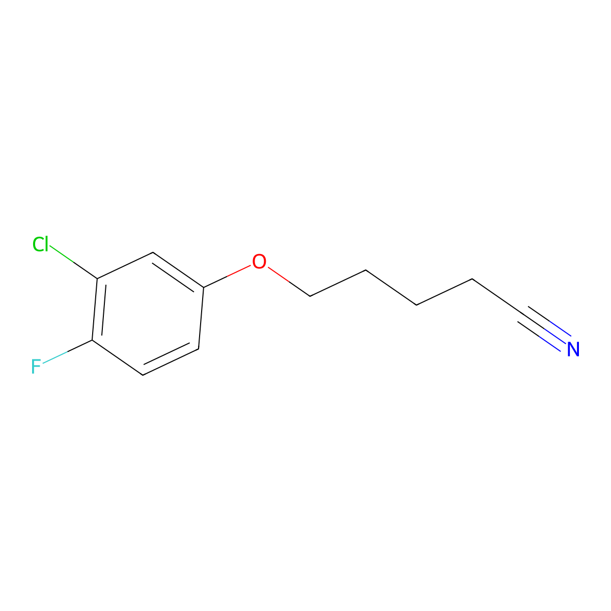 5-(3-Chloro-4-fluoro-phenoxy)pentanenitrile molecular structure, CAS 1443351-13-0