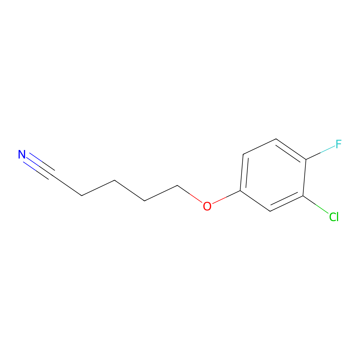 5-(3-Chloro-4-fluoro-phenoxy)pentanenitrile molecular structure, CAS 1443351-13-0