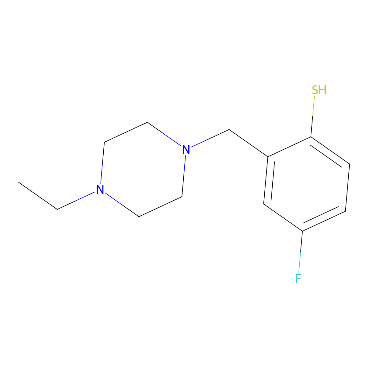4-Fluoro-2-[(4-ethylpiperazino)methyl]thiophenol molecular structure, CAS 1443351-27-6
