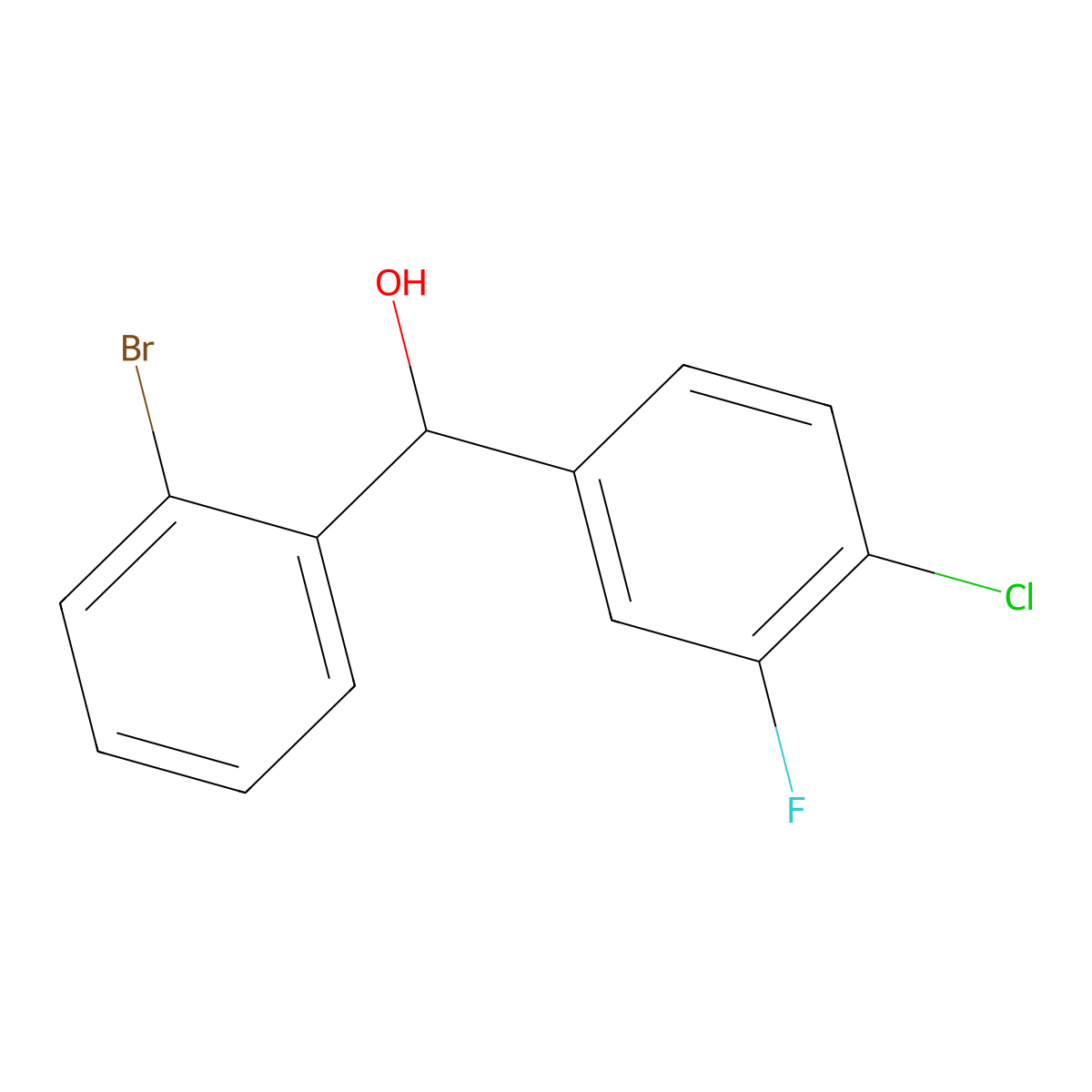 (2-Bromophenyl)(4-chloro-3-fluorophenyl)methanol molecular structure, CAS 1443351-39-0