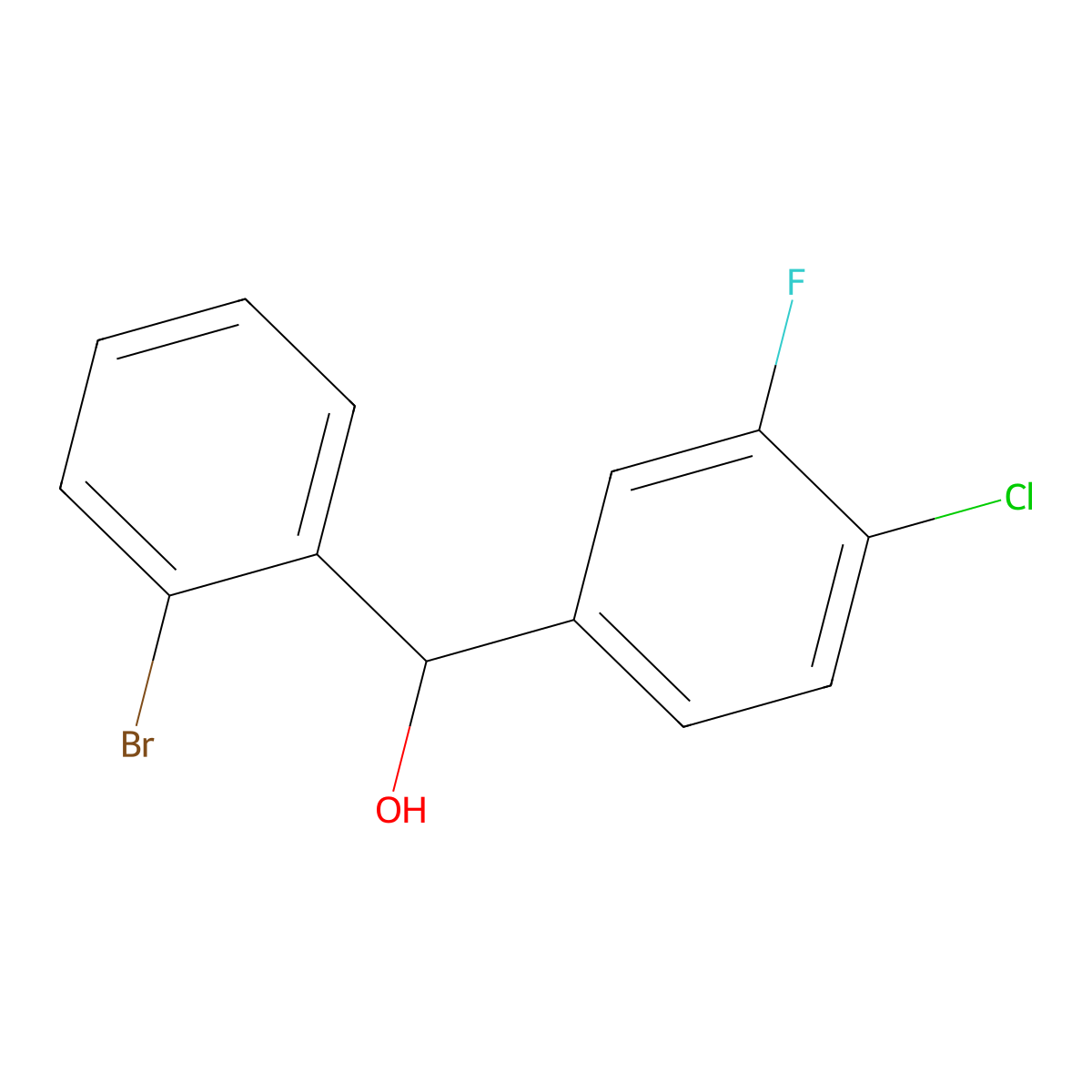 (2-Bromophenyl)(4-chloro-3-fluorophenyl)methanol molecular structure, CAS 1443351-39-0