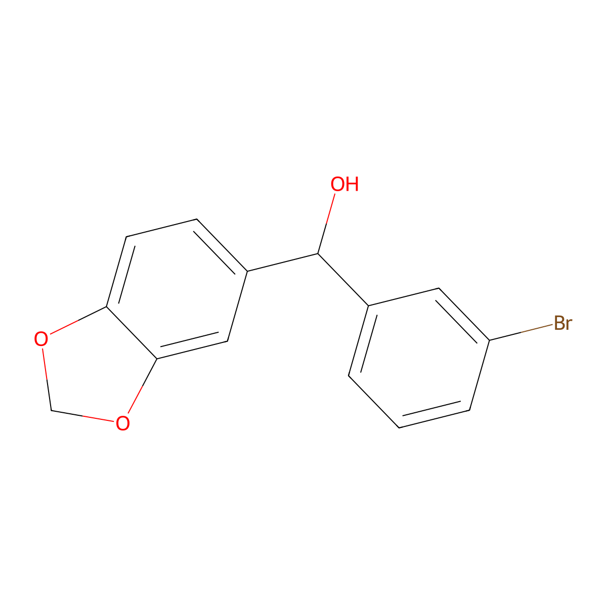 Benzo[d][1,3]dioxol-5-yl(3-bromophenyl)methanol molecular structure, CAS 1443351-59-4