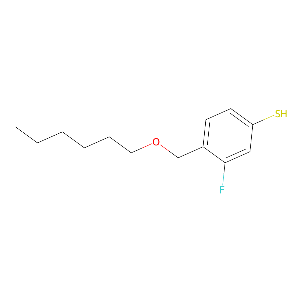 3-Fluoro-4-[(n-hexyloxy)methyl]thiophenol molecular structure, CAS 1443351-62-9