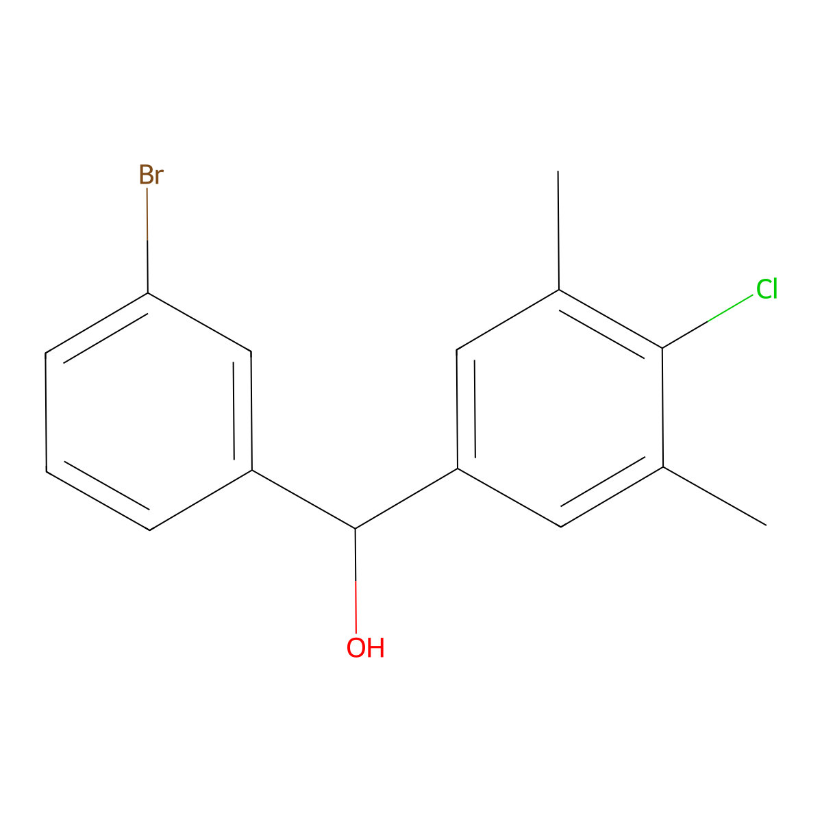 3-Bromo-4'-chloro-3',5'-dimethylbenzhydrol molecular structure, CAS 1443351-75-4