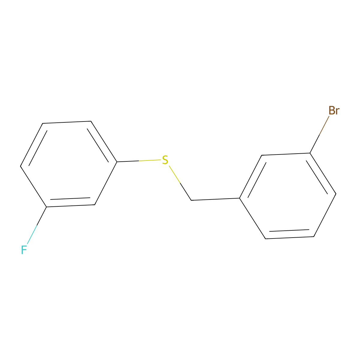 1-Bromo-3-[(3-fluorophenyl)sulfanylmethyl]benzene molecular structure, CAS 1443351-82-3