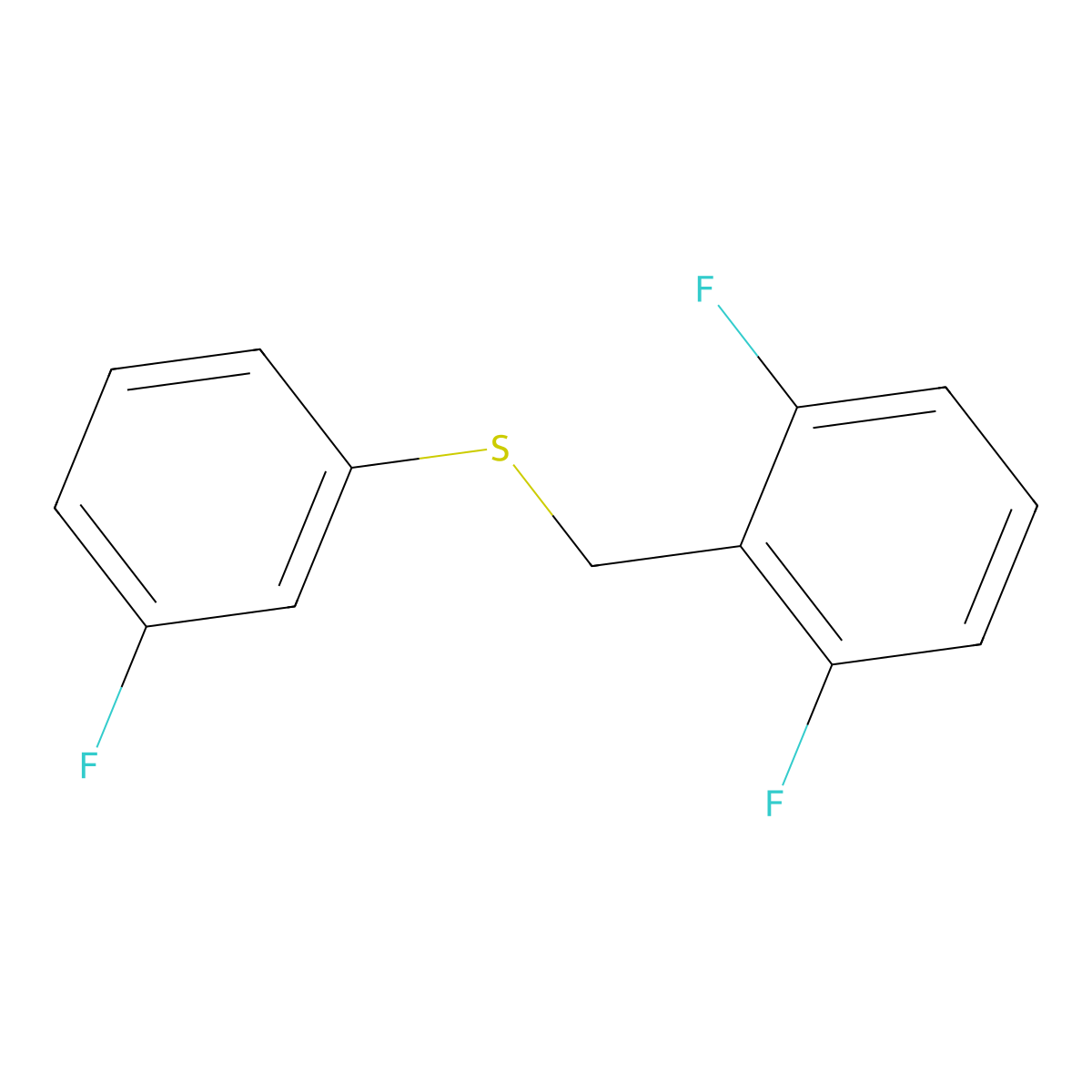 1,3-Difluoro-2-[(3-fluorophenyl)sulfanylmethyl]benzene molecular structure, CAS 1443351-89-0