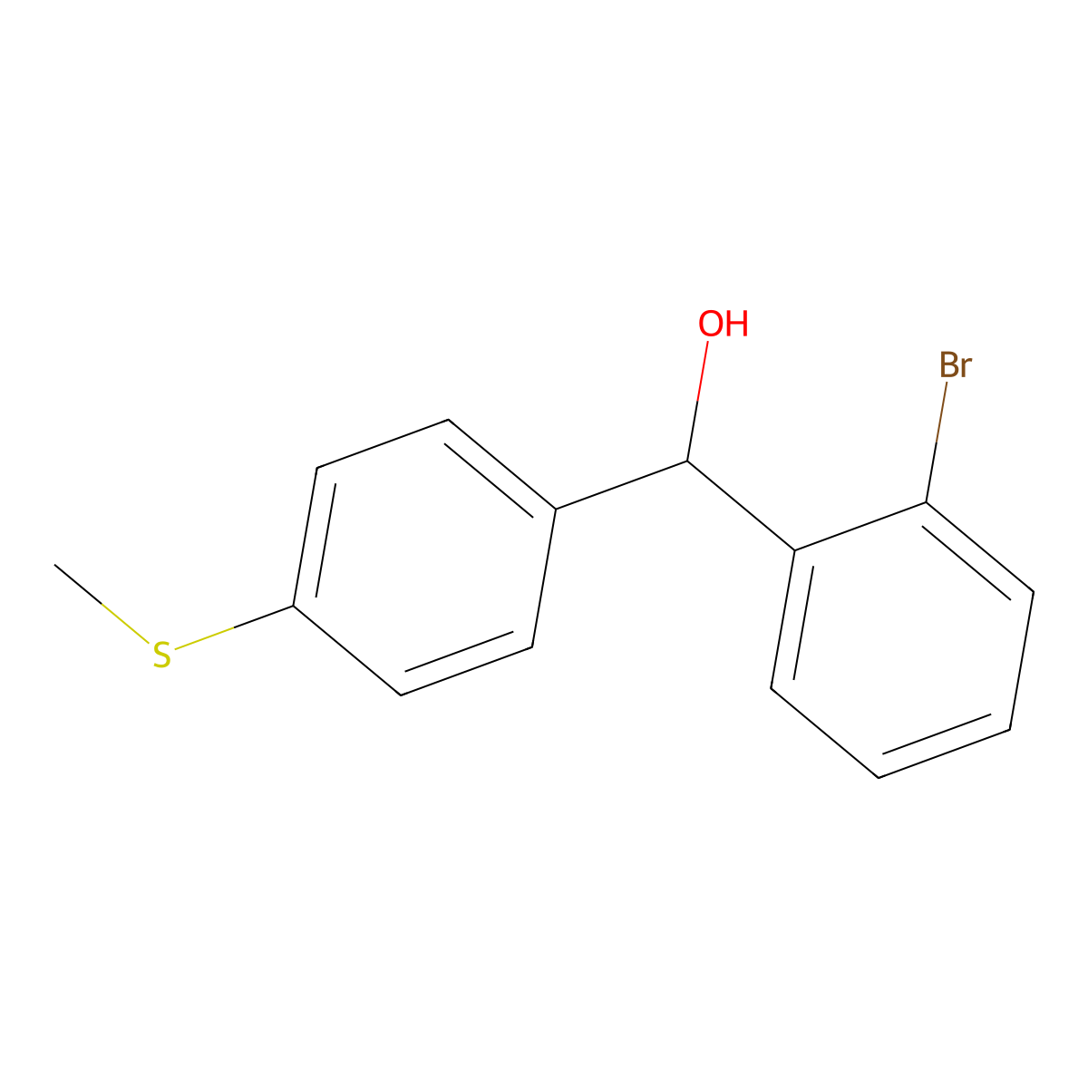 (2-Bromophenyl)(4-(methylthio)phenyl)methanol molecular structure, CAS 1443351-91-4