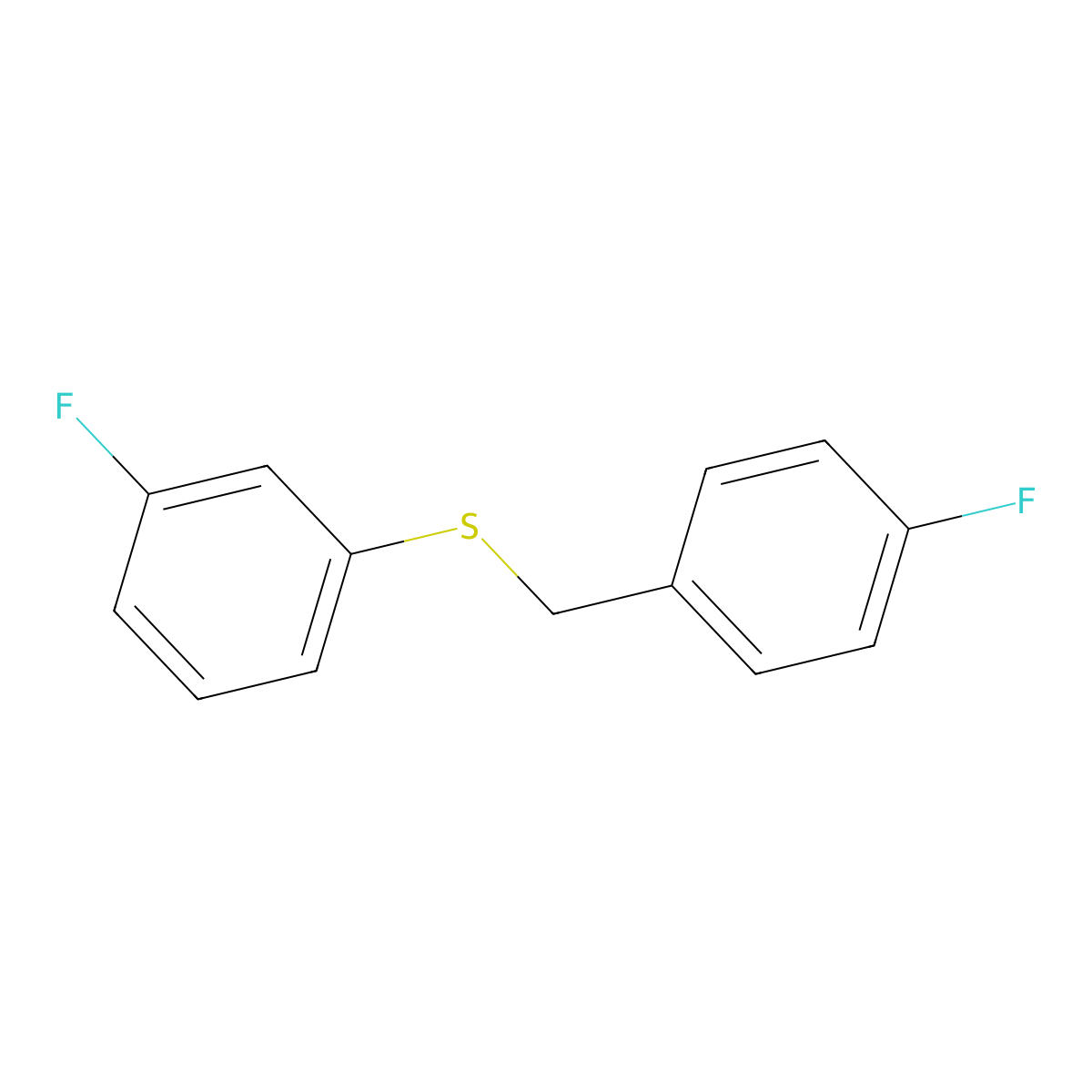 1-Fluoro-4-[(3-fluorophenyl)sulfanylmethyl]benzene molecular structure, CAS 1443351-96-9