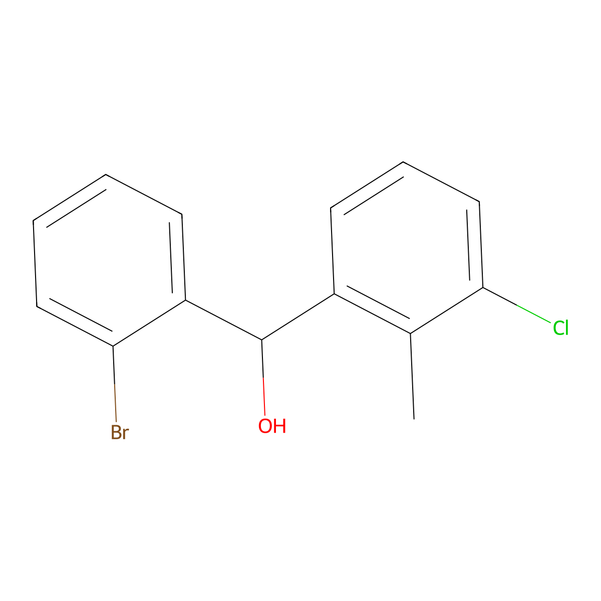 (2-Bromophenyl)(3-chloro-2-methylphenyl)methanol molecular structure, CAS 1443351-97-0