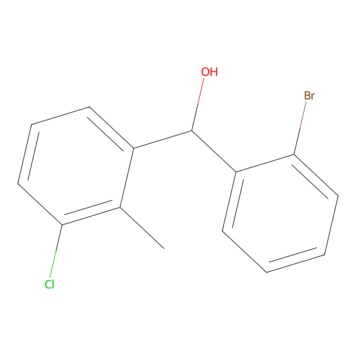 (2-Bromophenyl)(3-chloro-2-methylphenyl)methanol molecular structure, CAS 1443351-97-0