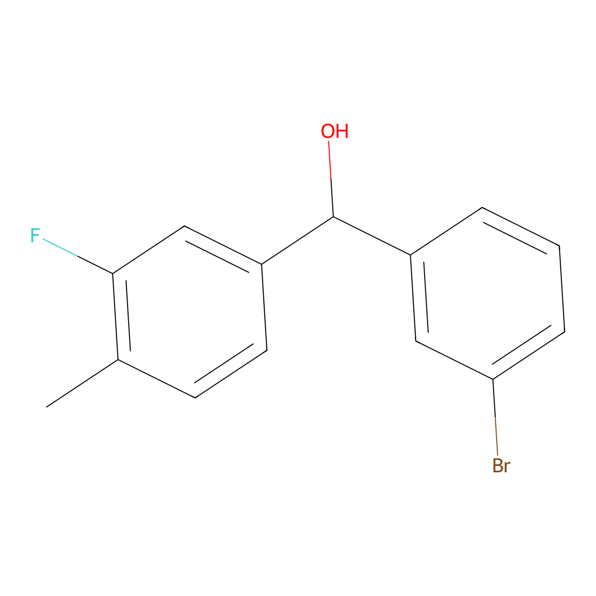 3-Bromo-3'-fluoro-4'-methylbenzhydrol molecular structure, CAS 1443352-13-3