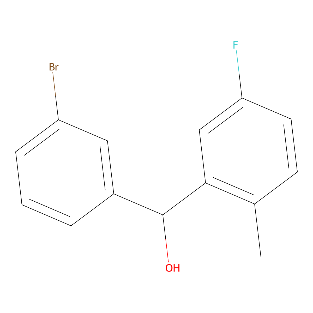 (3-Bromophenyl)(5-fluoro-2-methylphenyl)methanol molecular structure, CAS 1443352-20-2