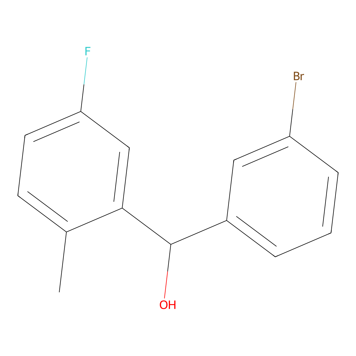 (3-Bromophenyl)(5-fluoro-2-methylphenyl)methanol molecular structure, CAS 1443352-20-2