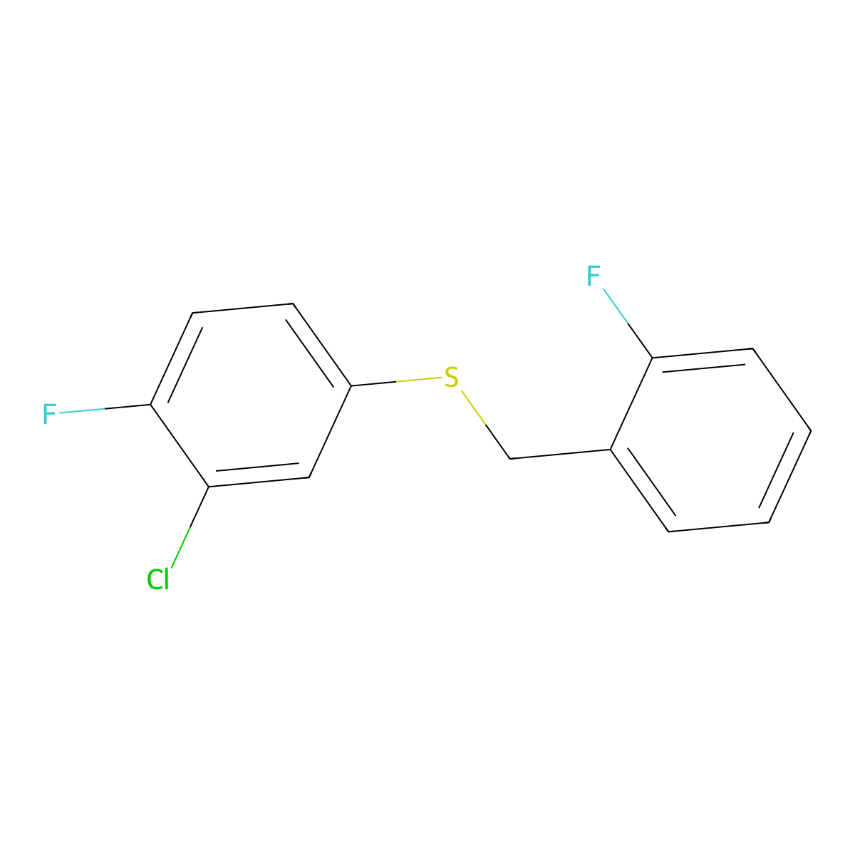 1-Fluoro-2-[(3-chloro-4-fluorophenyl)sulfanylmethyl]benzene molecular structure, CAS 1443352-47-3