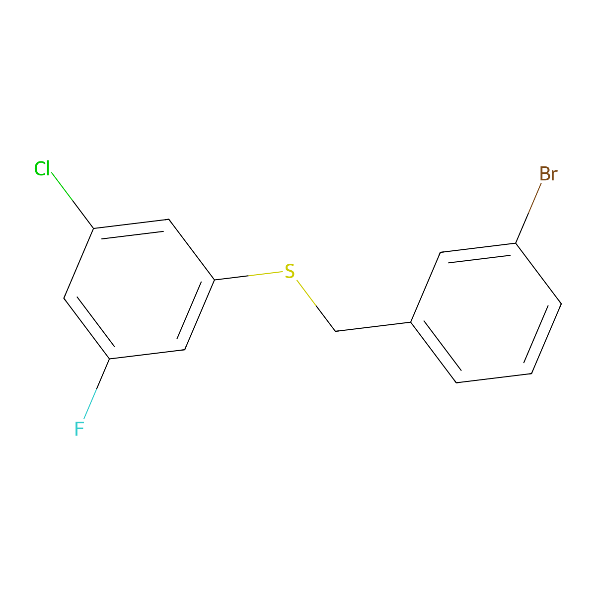 1-Bromo-3-[(3-chloro-5-fluorophenyl)sulfanylmethyl]benzene molecular structure, CAS 1443352-51-9