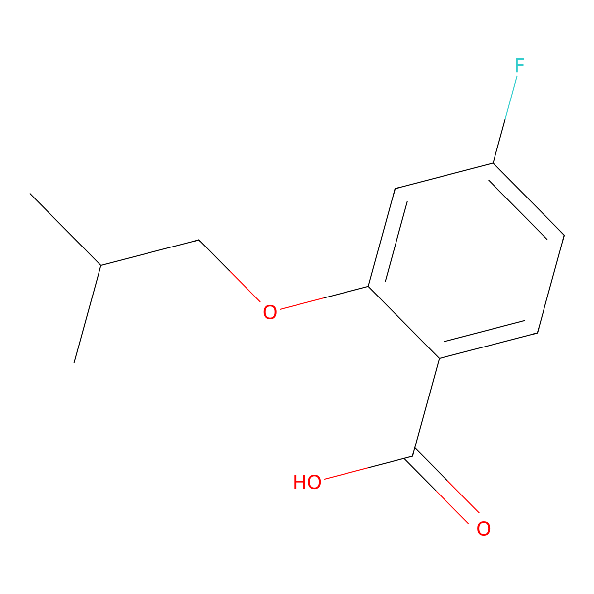 4-Fluoro-2-isobutoxybenzoic acid molecular structure, CAS 1443352-57-5