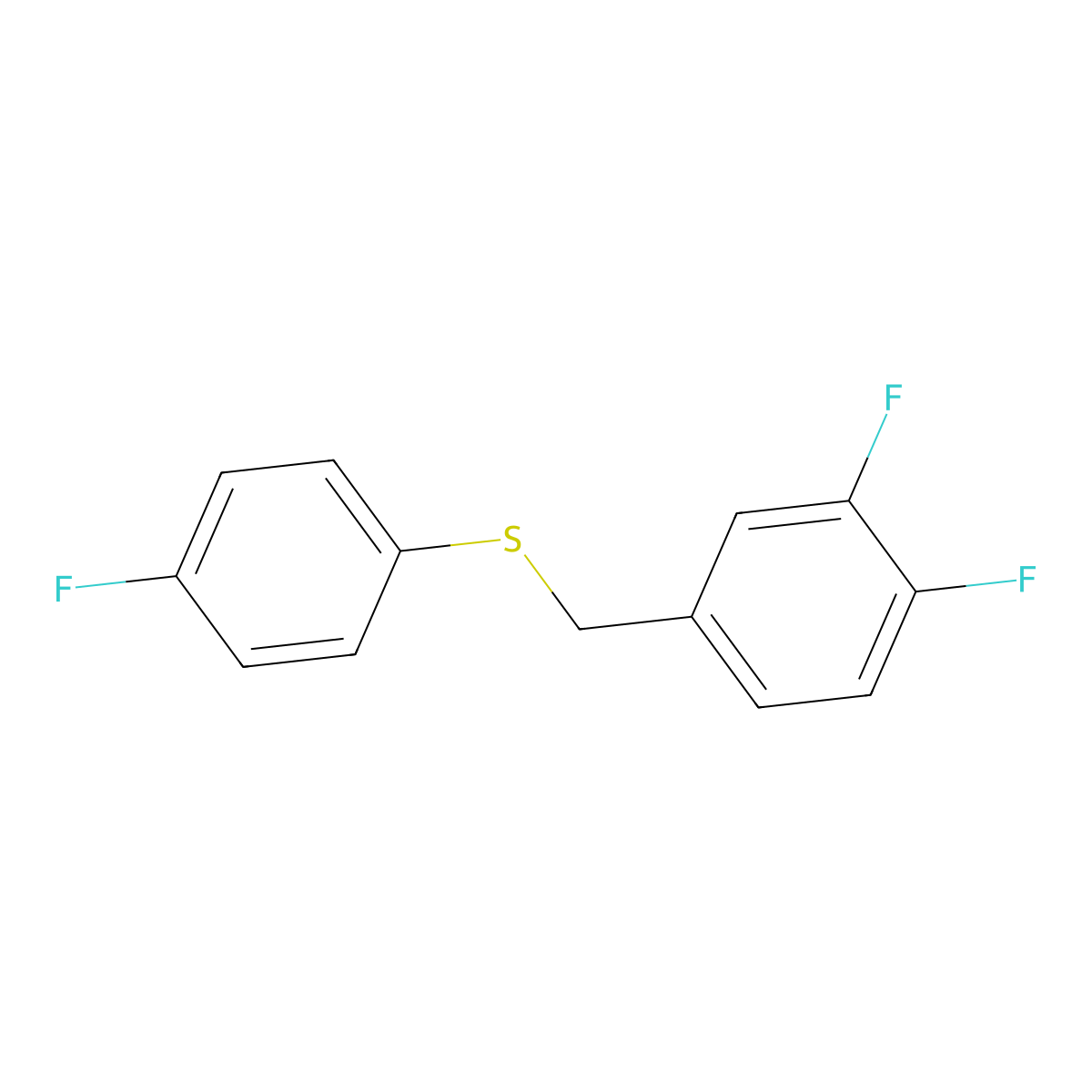 1,2-Difluoro-4-[(4-fluorophenyl)sulfanylmethyl]benzene molecular structure, CAS 1443352-65-5