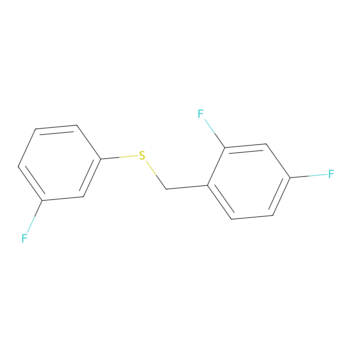 1,3-Difluoro-4-[(3-fluorophenyl)sulfanylmethyl]benzene molecular structure, CAS 1443352-71-3