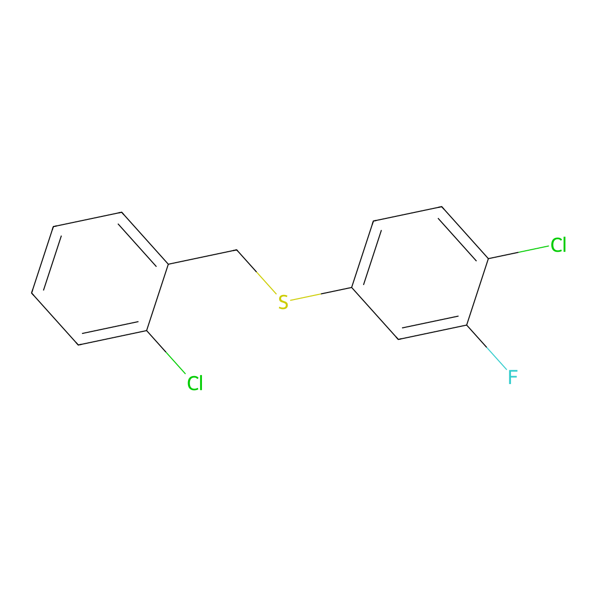 1-Chloro-2-[(4-chloro-3-fluorophenyl)sulfanylmethyl]benzene molecular structure, CAS 1443352-75-7