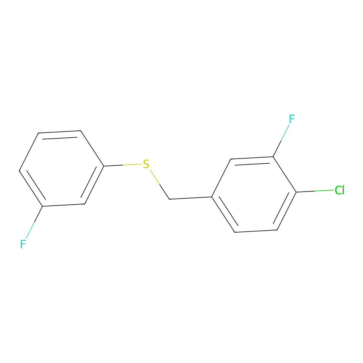 1-Chloro-2-fluoro-4-[(3-fluorophenyl)sulfanylmethyl]benzene molecular structure, CAS 1443352-77-9