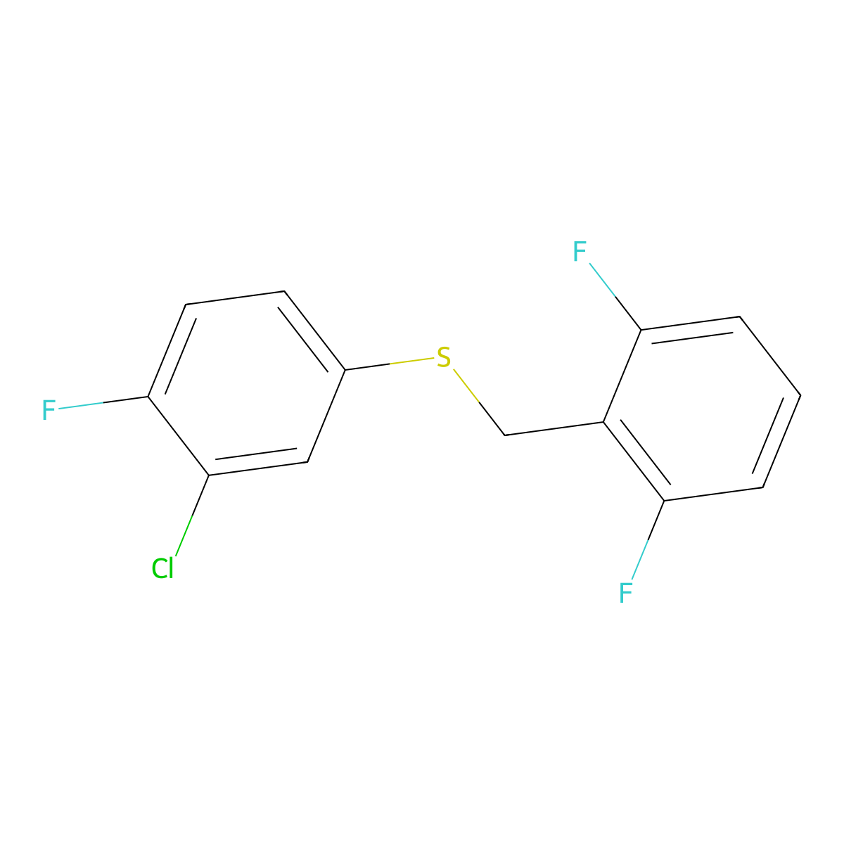 (3-Chloro-4-fluorophenyl)(2,6-difluorobenzyl)sulfane molecular structure, CAS 1443352-81-5