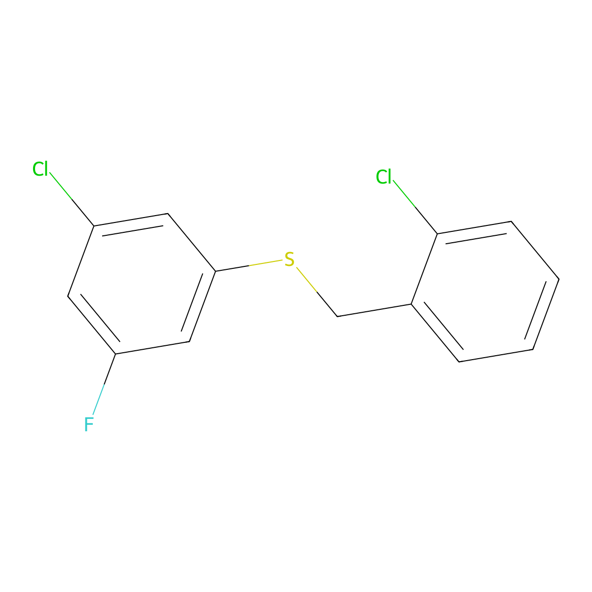 1-Chloro-2-[(3-chloro-5-fluorophenyl)sulfanylmethyl]benzene molecular structure, CAS 1443352-88-2
