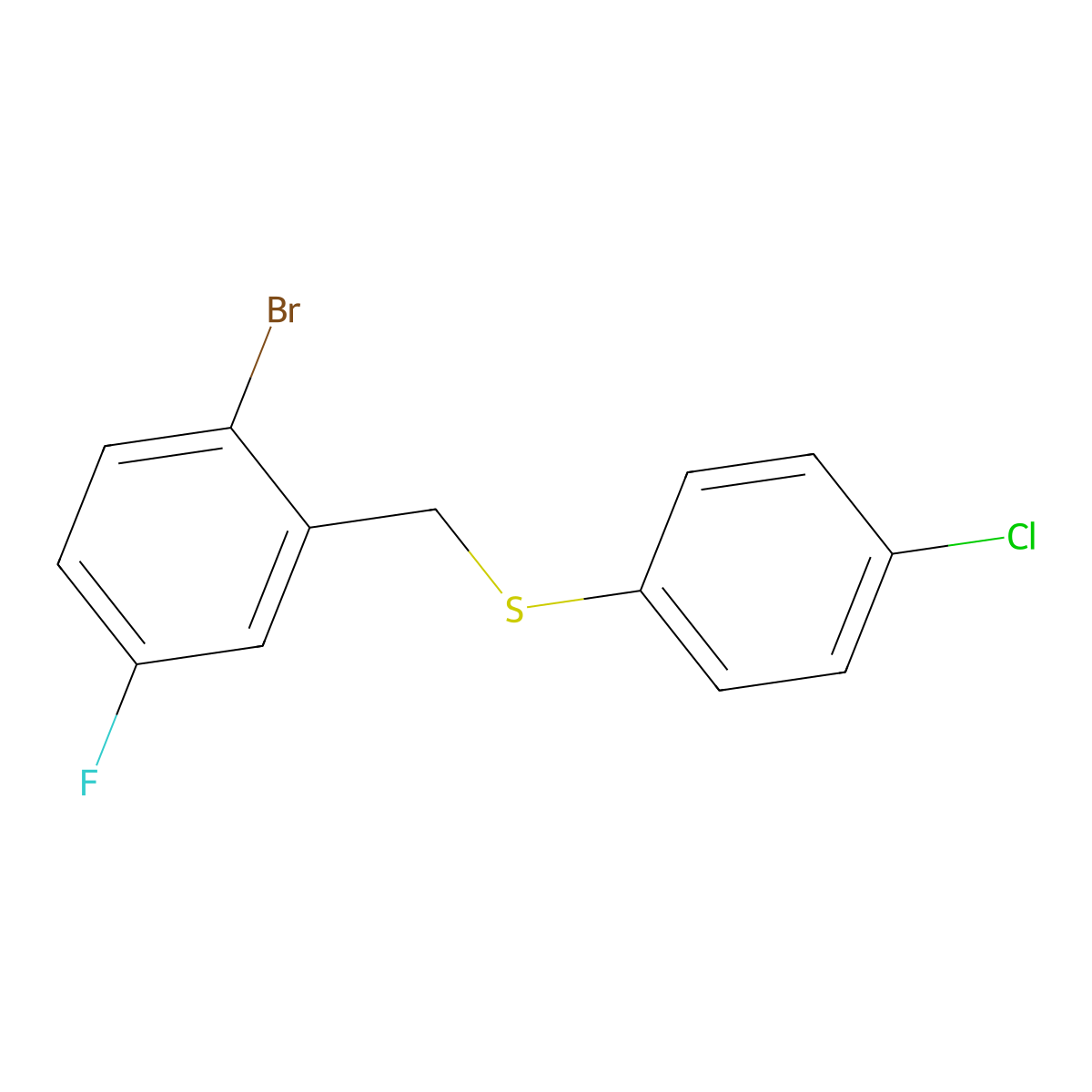 (2-Bromo-5-fluorobenzyl)(4-chlorophenyl)sulfane molecular structure, CAS 1443352-92-8