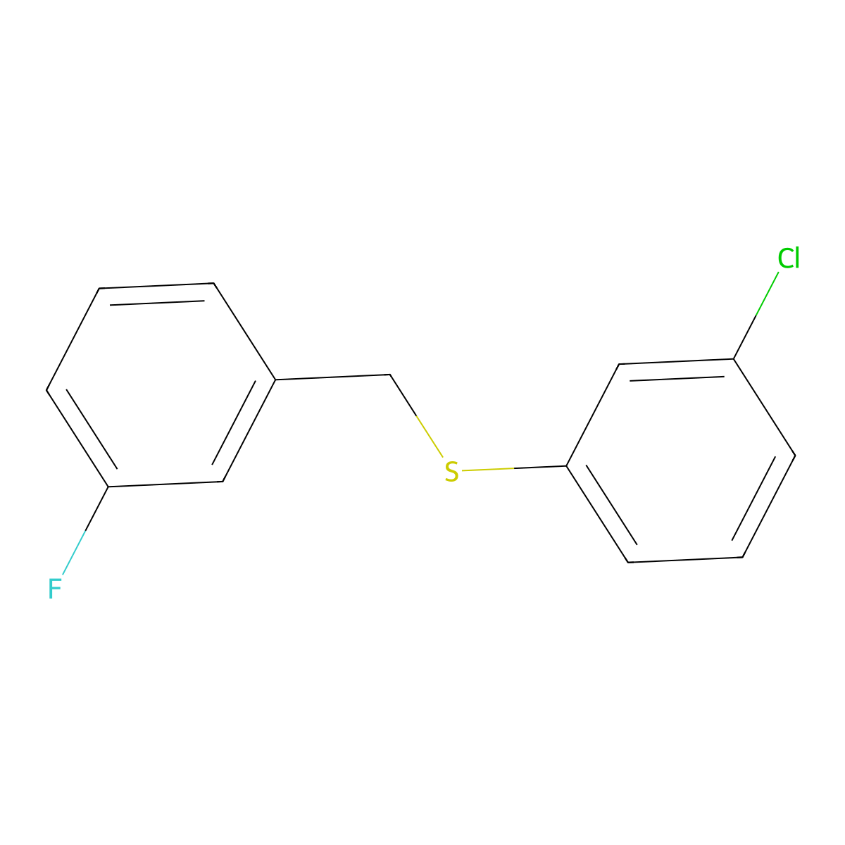 1-Fluoro-3-[(3-chlorophenyl)sulfanylmethyl]benzene molecular structure, CAS 1443352-99-5